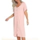 thumbnail image 5 of Women's Maternity Nightgowns Short Sleeve Hospital Childbirth Nightgown Sleepwear Modal Cotton Nightgown With Comfortable Buttons, 5 of 5
