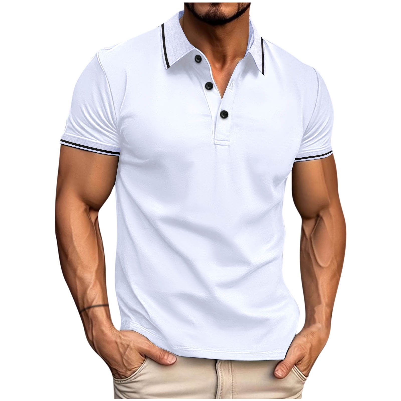 Dagegui Mens Mesh Breathable T-Shirt Moisture Wicking Golf Tennis Shirts White Short Sleeve Pullover Tops Summer Athletic Tees L