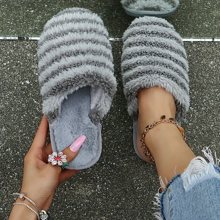 

NECHOLOGY Washable Slippers for Women Women s On Color Slip Matching Fashion Shoes Flats Toe Dude Slippers for Women Grey 7.5