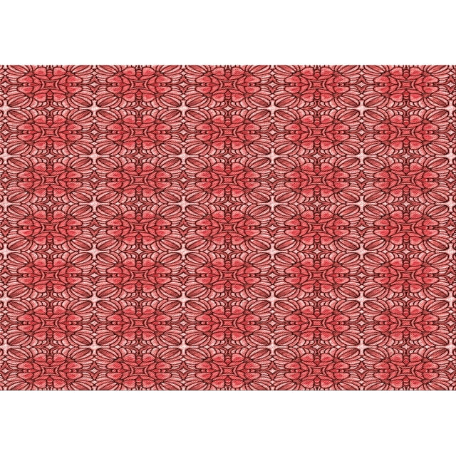 Ahgly Company Tapis d'Intérieur Rectangulaires Transitionnels Rouges Lavables à la Machine, 7 Pieds x 9 Pieds