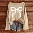 thumbnail image 3 of YUEHUA Cute Pink Bow Sweater for Women Knitted Valentines Love y2k Lightweight Sweaters Tops Holiday Outfits Crewneck Long Sleeve Pullover Shirt Valentine's Day Clothing, XXL, 3 of 4