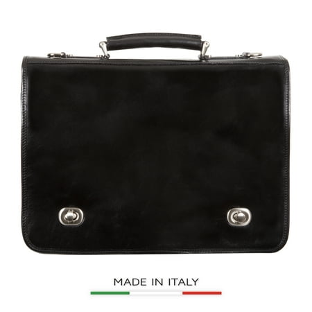 Alberto Bellucci Italian Leather Nevio Double Compartment Laptop Messenger Bag in