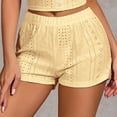 thumbnail image 5 of Erwazi Women Hollow Out Pajama Sets Spaghetti Strap Ruffle Tank Top Elastic Waist Shorts 2 Piece Loungewear Set, 5 of 5