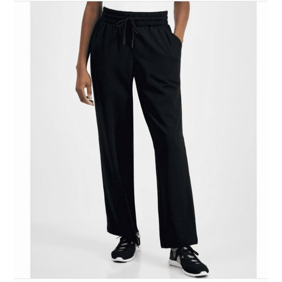 ID Ideology Women's High-Rise Straight-leg Fleece Sweatpants, Created for Macy's - Deep Black