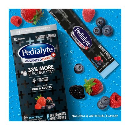 PEDIALYTE ADVANCEDCARE PLUS ELECTROLYTE POWDER, BERRY FROST, 36 POWDER PACKETS