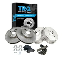 TRQ Front and Rear Brake Pad & Rotor,Shoe & Drum Kit BKA20467 Fits Select 1998-2002 Toyota Corolla , 1998-2002 Chevrolet Prizm