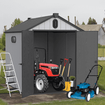 Newboti 6*8Ft Resin Plastic Storage Shed For Backyard Garden Big Spire Tool Storage 53382702461671