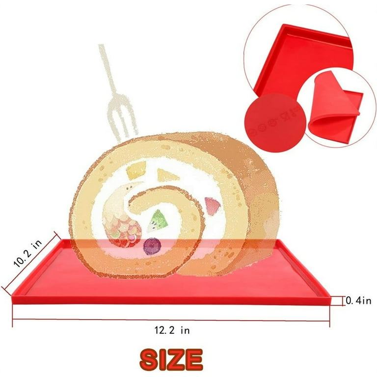 NOGIS 2 Pcs Silicone Swiss Roll Cake Mat - 2Pcs Silicone Baking Mat, Jelly  Roll Pan, Non-Stick Silicone Mat with Lip, Easy to Clean Silicone Pastry Mat,  Great for Swiss Roll, Pastry
