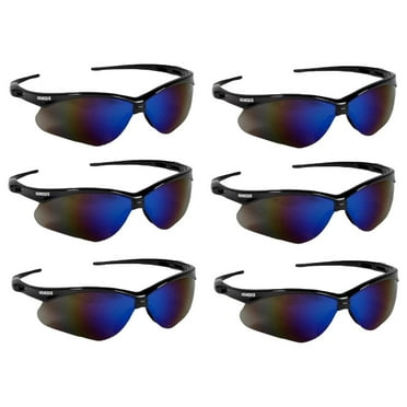LzerLyh V30 Nemesis Safety Glasses / Sunglasses 14481 Black Frame, Blue Mirror Lens (6 Pair)