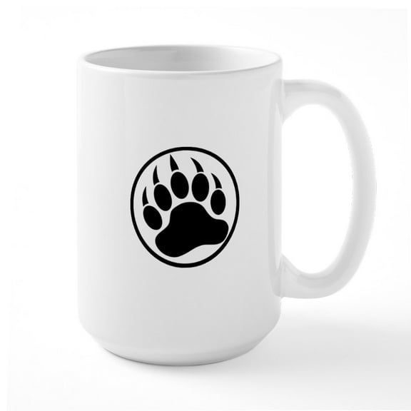 CafePress - Classic Black Bear Claw Inside A Black Ring Mugs - 15 oz Ceramic Large White Novelty Mug