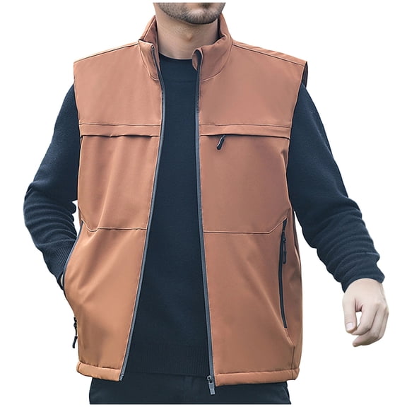 Lovskoo Mens Vest Outdoor Workout Lightweight Sleeveless Work Jacket Hiking Travel Breathable Outerwear with Multiple Pockets