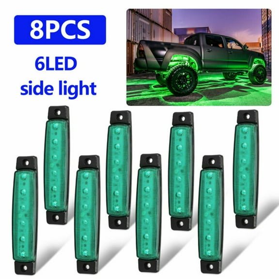 BAMILL 8pcs Green 6-LED Rock Light Side Lamp for JEEP Offroad Truck UTV Fog Light