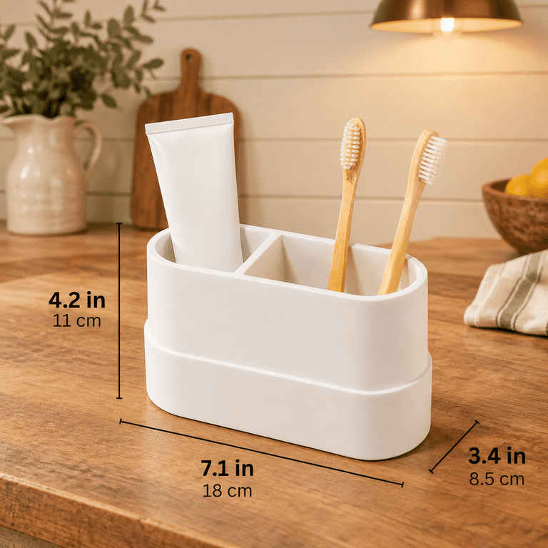 Matte White Bathroom Toothbrush Holder Cup - Round Large - Walmart.com