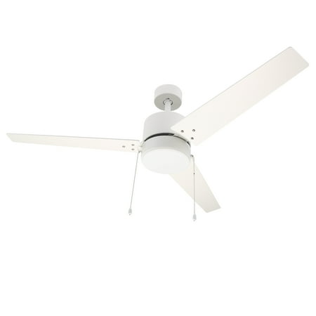 

52 White Ceiling Fan with Pull Chains and LED Light Silent Motor