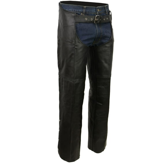 Event Biker EL1117BO Black Real Premium Leather Motorcycle Chaps for Men - Premium Leather Riding Chaps - 3X-Small