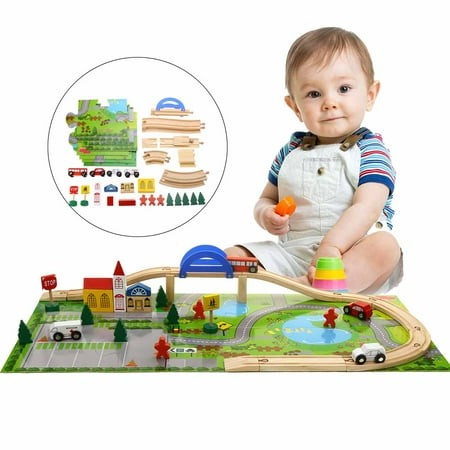 40pcs Wooden Track Overpass Blocks Building Kids Child Educational DIY Toy Gift For 3- 8 years (Best Wooden Blocks For 1 Year Old)