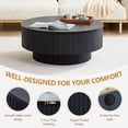 thumbnail image 3 of PHOYAL 4 in 1 Fluted Round Coffee Table with Flip Top and Lift Top, Round Coffee Table with Hidden Compartments Storage for Living Room, Black, 3 of 8