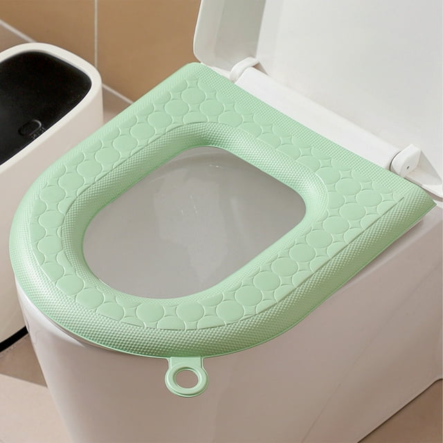 EVA Toilet Seat Cover Rainproof Soft Cushioned Commode Pad with Handle for All Seasons Gray Blue Green