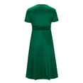 thumbnail image 6 of Lmnyox Casual Cocktail Dress for Women Short Sleeve V Neck Midi Dress Flowy High Waist Party Dress, 6 of 6