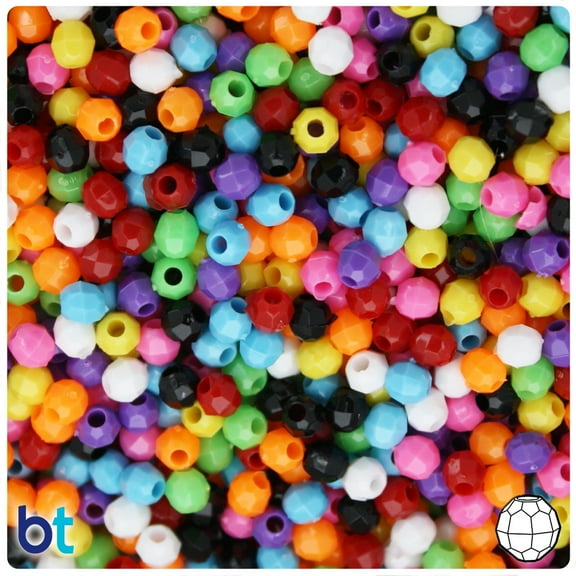 BeadTin Opaque Mix 4mm Faceted Round Plastic Beads (1350pcs)