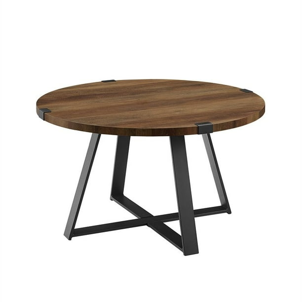 30 Metal Wrap Round Coffee Table Reclaimed Barnwood And Black Com 30 Metal Wrap Round Coffee Table, 30 Round Wooden Coffee Table