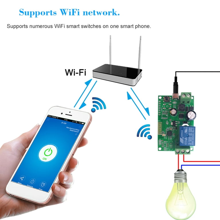 WiFi Switch Module - DC 5~12V, Wireless Remote Voice Automatic