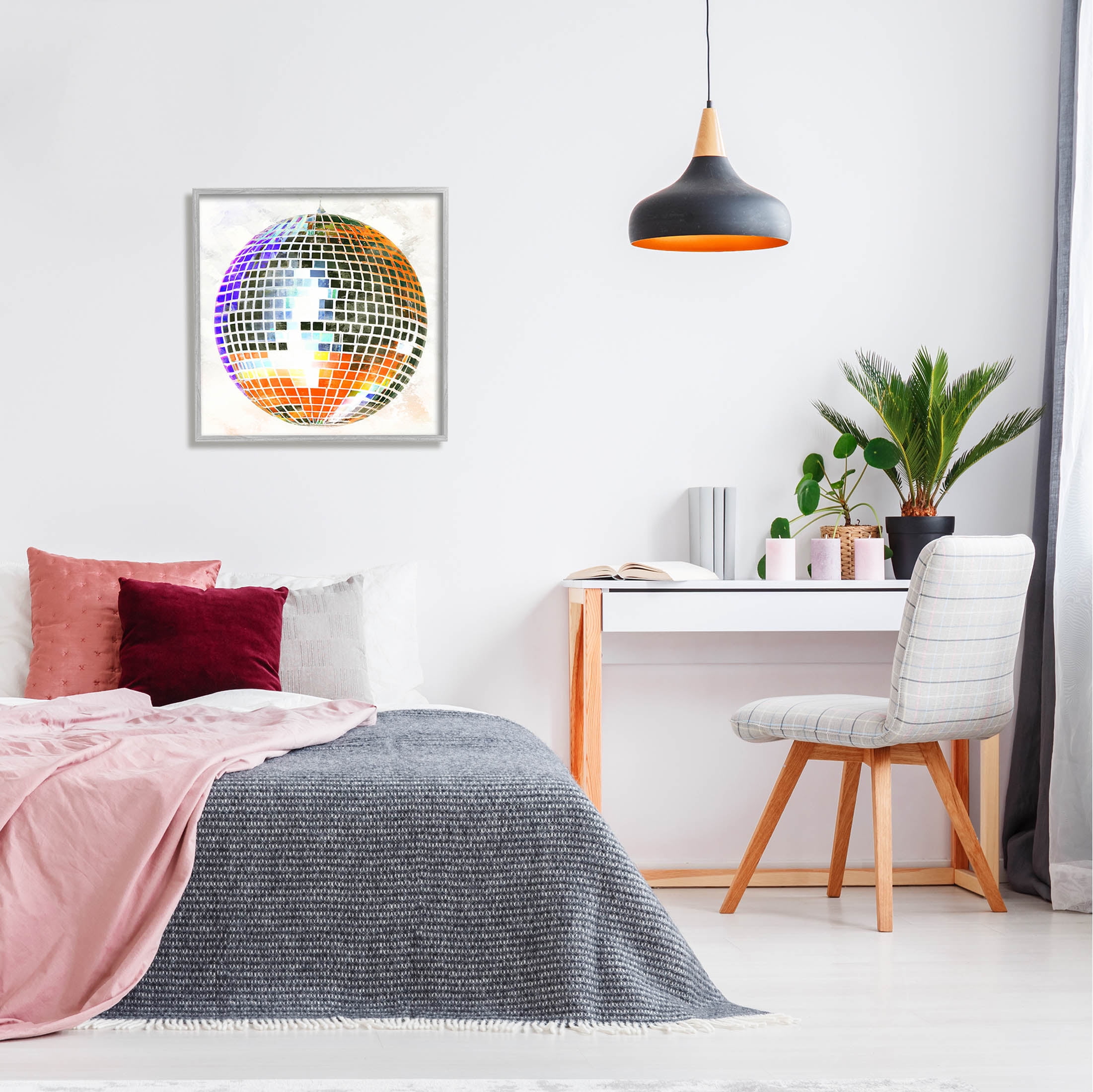 Stupell Industries Vivid Disco Ball Pattern Graphic Art Gray Framed Art Print Wall Art, Design by Ziwei Li