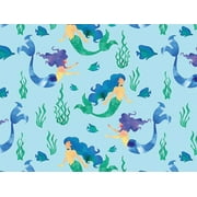 Pack of 1, Mermaid Splash 30" x 25' Gift Wrap Roll For Party, Holiday & Event, Made In USA