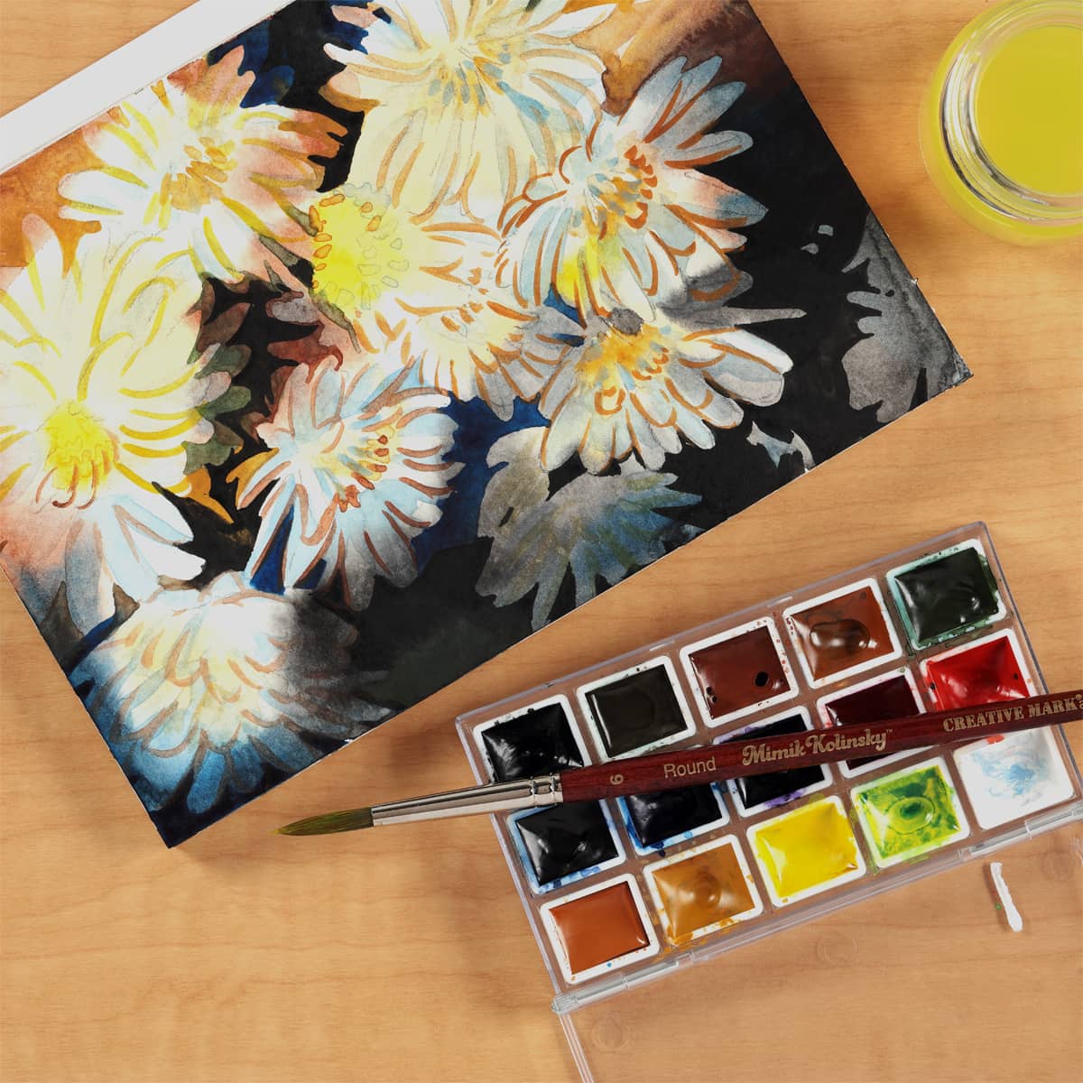 SoHo Urban Artist Watercolor Set - Professional Watercolor Paint Set of 15 Semi-Moist Whole Pans for Professional Artists & Watercolorists - Compact, Portable with Rich, Concentrated Colors