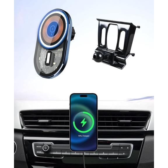 Wireless Charging car Phone Holder for BMW X1 2016-2022 BMW X2 2018-2023 Auto Accessories Navigation Bracket Interior Decoration Mobile Cell Phone Mount, 360° Rotation