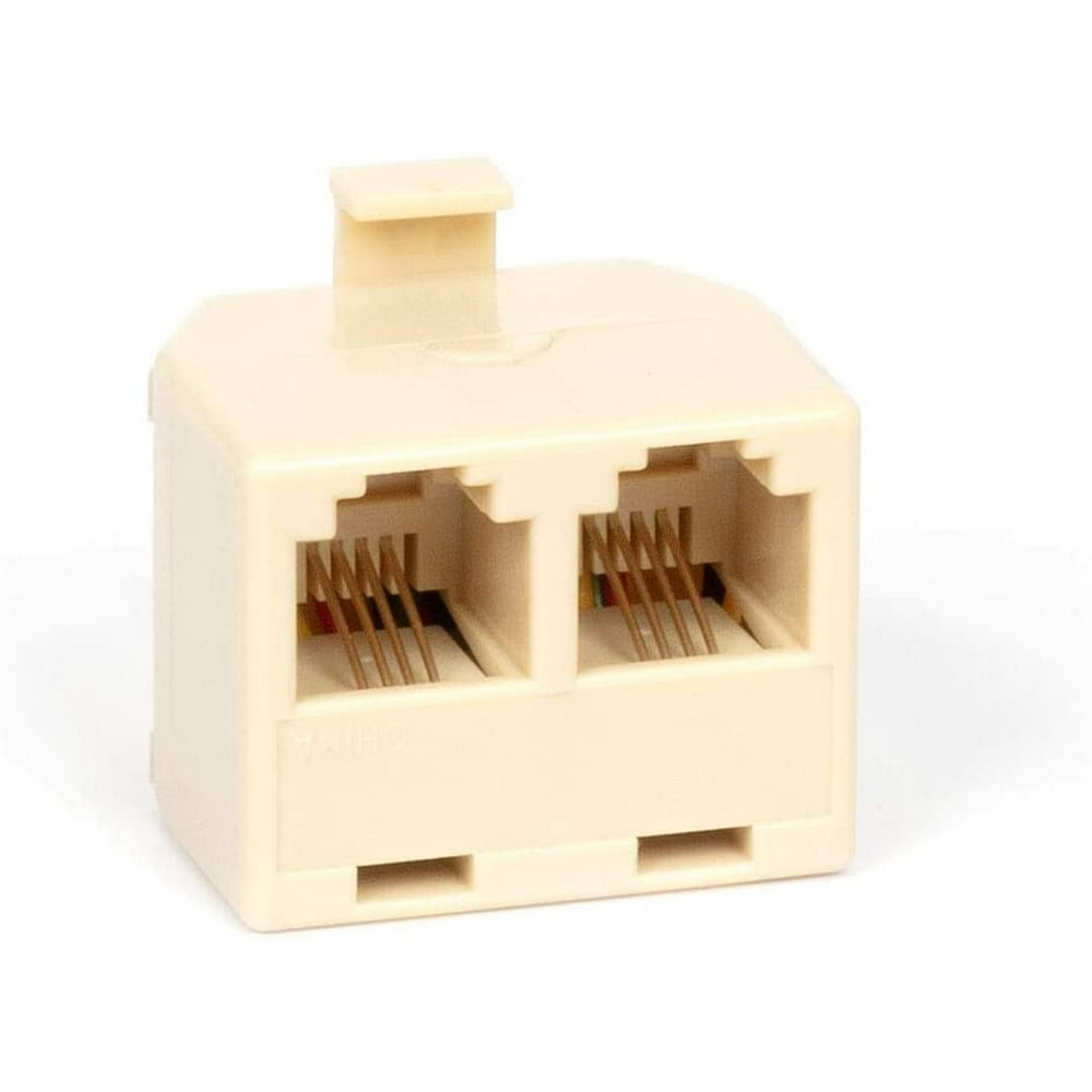 Duplex Jack Phone Wall Adapter 1 Pack, Ivory 2Way Phone Splitter