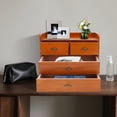 thumbnail image 4 of 13.4*7.09*11 Retro Brown Desktop Organizer with Drawers Office Organization and Storage Box, 4 of 19