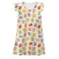 thumbnail image 1 of Liyamei Robe de Nuit à Petites Manches Volantées pour Filles, Imprimé de Pâques d'Été, Robe d'Intérieur Confortable pour Enfants, 5-6 Ans, 1 of 2