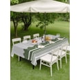 thumbnail image 4 of Outdoor Tablecloth with Umbrella Hole for Patio/Picnic/Party/Camping, Dark Green Striped Waterproof Table Cloth Rectangle Table Cover Washable, Abstract Modern Geometric Stripes (60"x 102"), 4 of 8