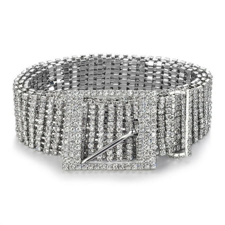 Chain Linked Belt Women Shiny Belt Waist Chain Crystal Diamond Waistband Full Rhinestone Luxury Ladies Waist Charm Belt S ()