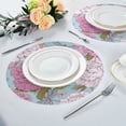 thumbnail image 4 of 15.4" Round Placemat Set of 1 Polyester Fabric Place Mats Non-Slip Dining Kitchen Table Mats for Kitchen Party Decor Pink Peony Pattern, 4 of 5