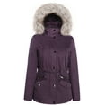 thumbnail image 1 of BodiLover, Women's, Winter Short Coat High Collar Jacket with Removable Faux Fur Hood Zipper Snap Buttons, Wine, M, 1 of 2