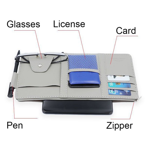 Organizador de parasol para coche, multibolsillo, accesorios interiores para coche, organizador de bolsillo, bolsa de almacenamiento de documentos para coche, portalápices, gris ZefeiWu 8390613882875