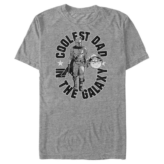 Men's Star Wars: The Mandalorian Coolest Dad in the Galaxy Din Djarin and Grogu Graphic Tee Athletic Heather Small