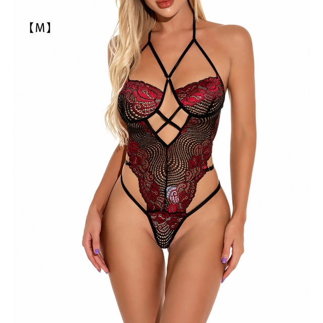 Lencería sexy de encaje para mujer Ropa interior de perspectiva Ropa interior de vendaje Body Ropa de dormir, M Monstrate XX000100-02