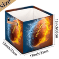 thumbnail image 4 of CURLYOOT Ice Fire Collision Rugby Cube Storage Bin, 13 x 13 x 13 Storage Cube Bins for Organizing, Fabric Foldable Baskets with Handles for Closet, Shelves, Clothes, 4 of 7
