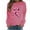 Hot Pink, variant on Pink Ribbon Women Fashion Casual Print Round Neck Loose Long Sleeve T-shirt Tops Blouse