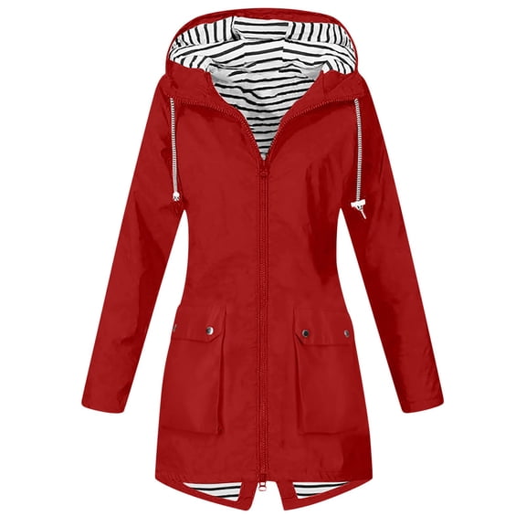 Rain Jacket for Women Lightweight Long Riancoat Hooded Waterproof Windbreaker Outdoor Hiking Travel Trench Coats