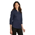 thumbnail image 4 of Port Authority Ladies 3/4 Sleeve SuperPro Twill Shirt-3XL (True Navy), 4 of 6
