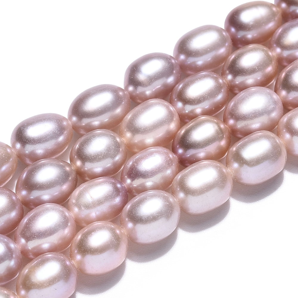 Natural Cultured Freshwater Pearl Beads Strands Rice Thistle 7~10x5.5~7mm Hole: 0.6mm about 42~48 pcs/strand 14.57~14.96 inch (37~38cm)