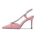 thumbnail image 2 of FSJ Women Slingback Pointed Toe Pumps Stiletto High Heels Slip On Sandals Crystal Embellish Cutout Backless Party Dressy Shoes Size 5.5 Pink, 2 of 4