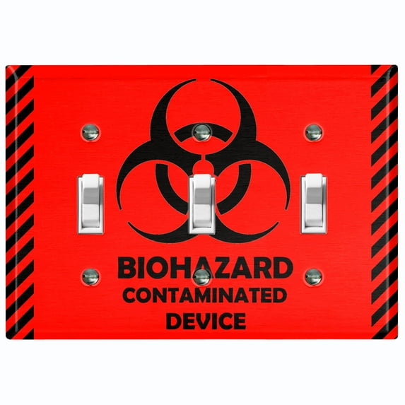 Metal Light Switch Plate Cover Red Contaminated Biohazard Sign SGN001