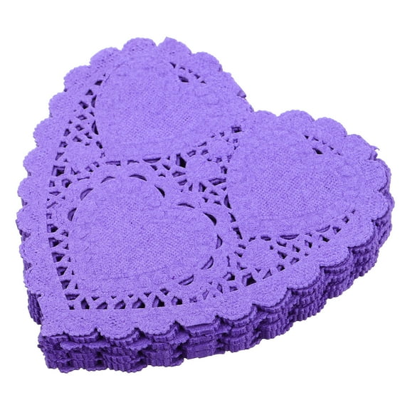 WEUVEB 100Pcs Heart Shaped Food Oil Absorbing Paper Doilies with Lace Edges for Kitchen