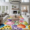 thumbnail image 3 of 5'x7' Area Rugs for Living Room Bedroom, Easter Colorful Eggs Washable Rug Carpet Runner Indoor Outdoor, Spring Floral Polka Dot Blue Striped Non Slip Floor Mats Area Rug for Kitchen, Nursery, 3 of 8