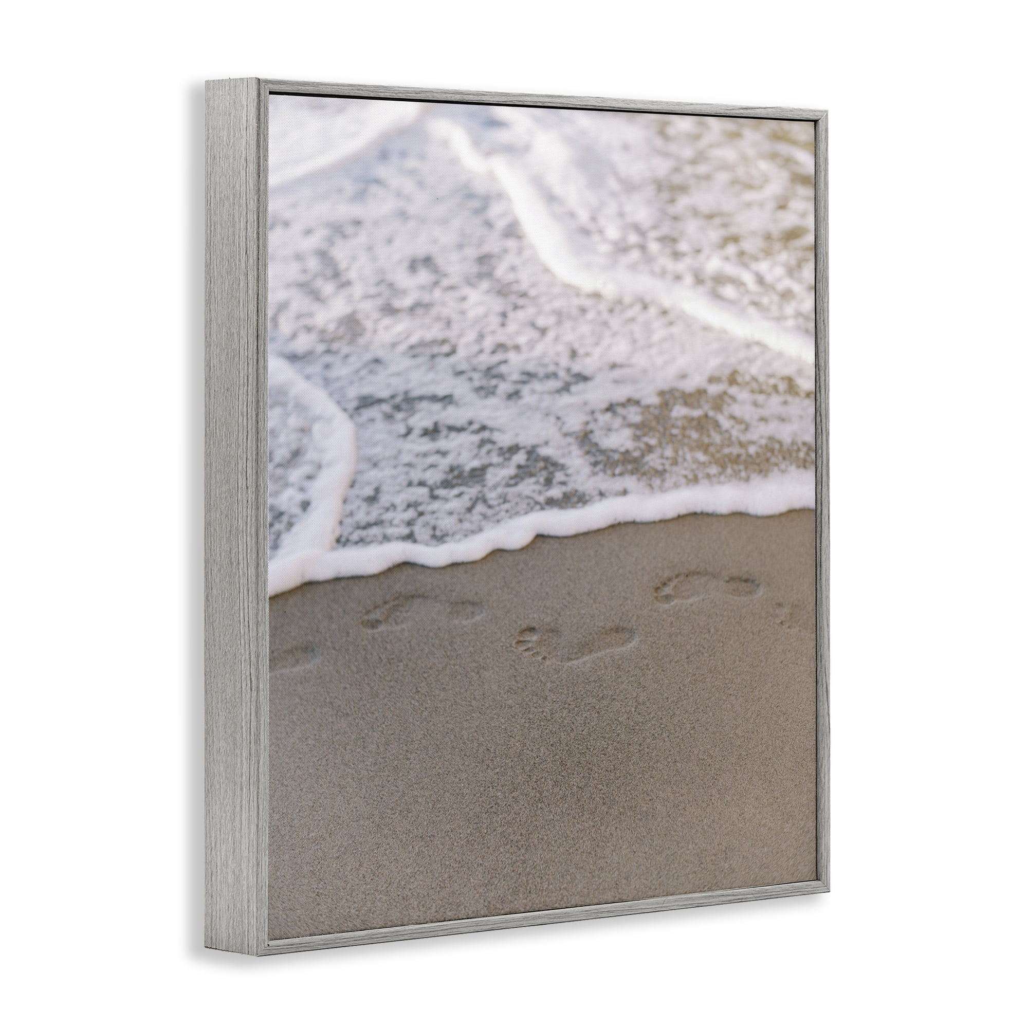 Stupell Industries Ocean's Edge Footprints Coastal Photography Gray Framed Art Print Wall Art, 16 x 20